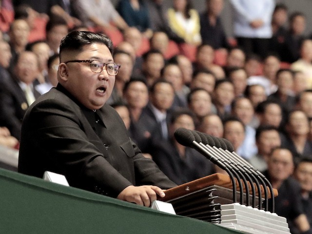 Exclusive: House Republicans Ask Biden Administration Why It's Not Sanctioning North Korea and China 1 North Korean leader Kim Jong Un speaks after watch the gymnastic and artistic performance at the May Day Stadium on September 19, 2018, in Pyongyang, North Korea. (Pyeongyang Press Corps/Getty Images)