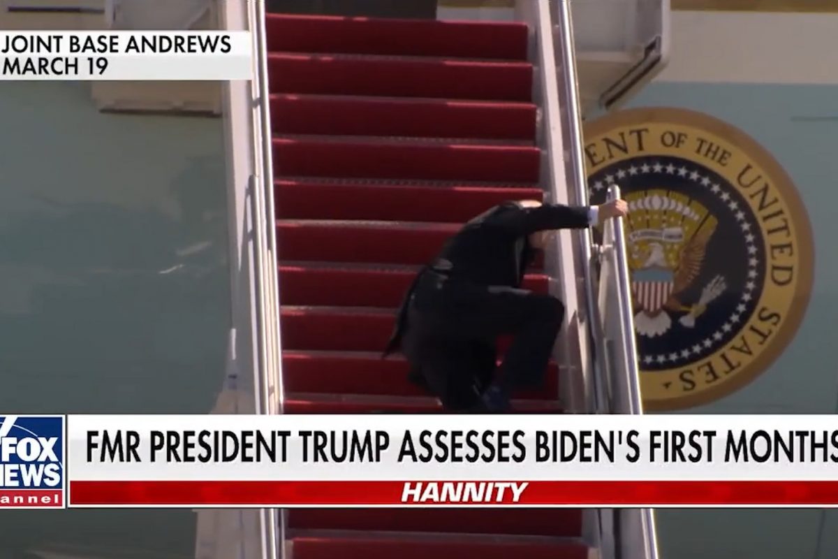 Trump On Biden’s First Months: Would Be Biggest Story Of The Year If A Republican Fell Down Stairs 1 Trump On Biden’s First Months: Would Be Biggest Story Of The Year If A Republican Fell Down Stairs