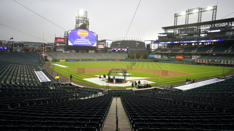 President Trump Slams MLB: ‘Woke is not good for our country’ 1 Players take part in batting practice as a light rain descends on Coors Field Tuesday, April 6, 2021, before the Colorado Rockies host the Arizona Diamondbacks in a baseball game in Denver. Major League Baseball announced that Coors Field will be the venue for the 2021 All-Star Game after the Midsummer Classic was moved out of Atlanta because of sweeping changes to voting rights established in the state of Georgia. (AP Photo/David Zalubowski)