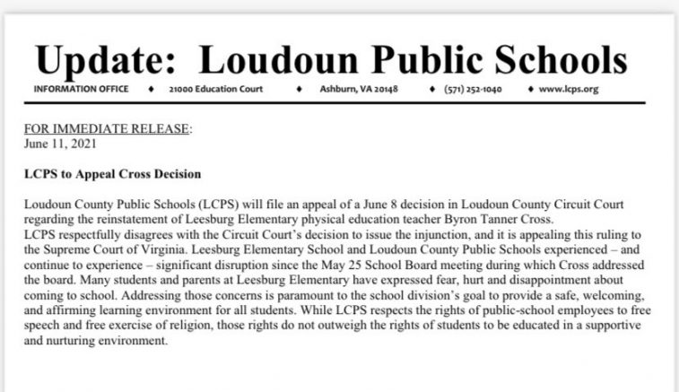 LCPS to appeal Loudoun County gym teacher, Byron Tanner Cross, decision