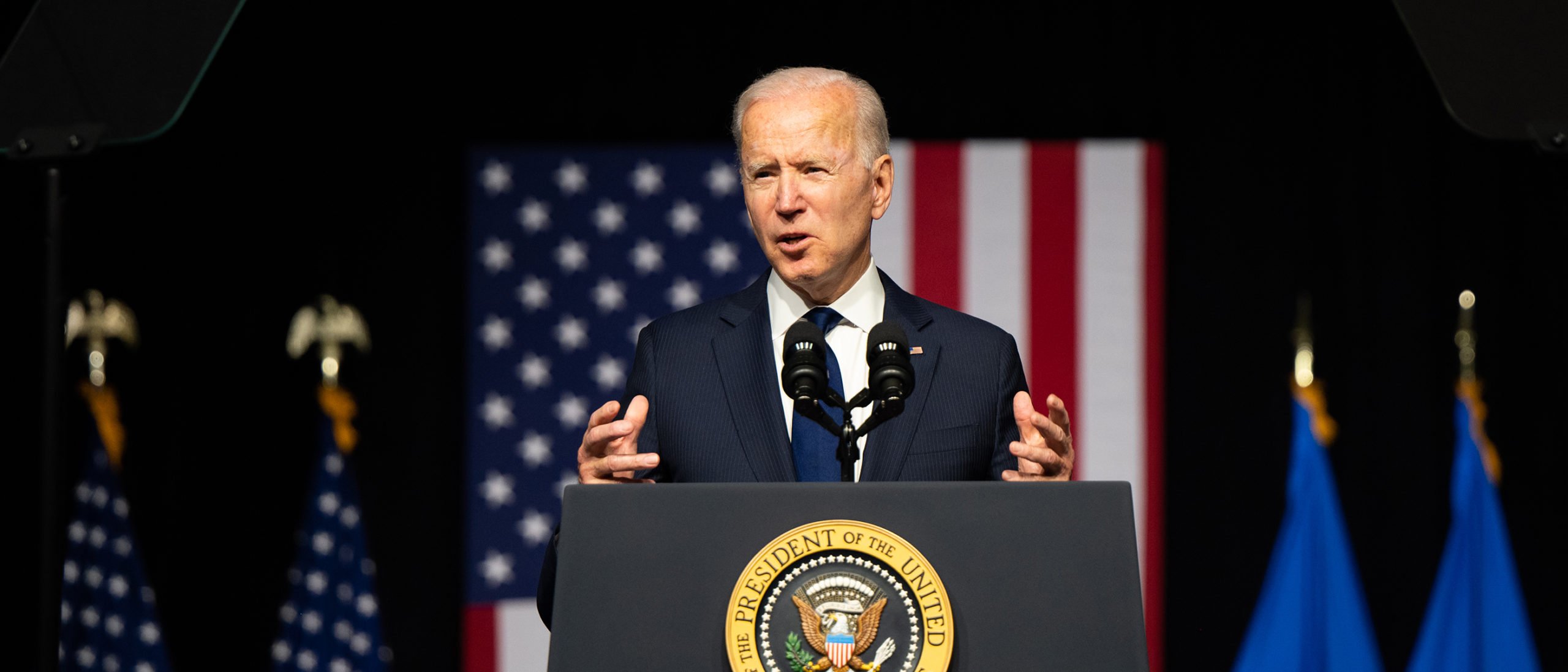 U.S. President Joe Biden speaks at a rally during commemorations of the 100th anniversary of the Tulsa Race Massacre on June 01, 2021 in Tulsa, Oklahoma. (Photo by Brandon Bell/Getty Images)