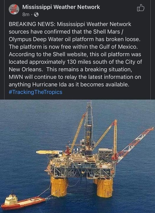 FACT CHECK: Did This Shell Oil Platform Become Unmoored During Hurricane Ida? 1